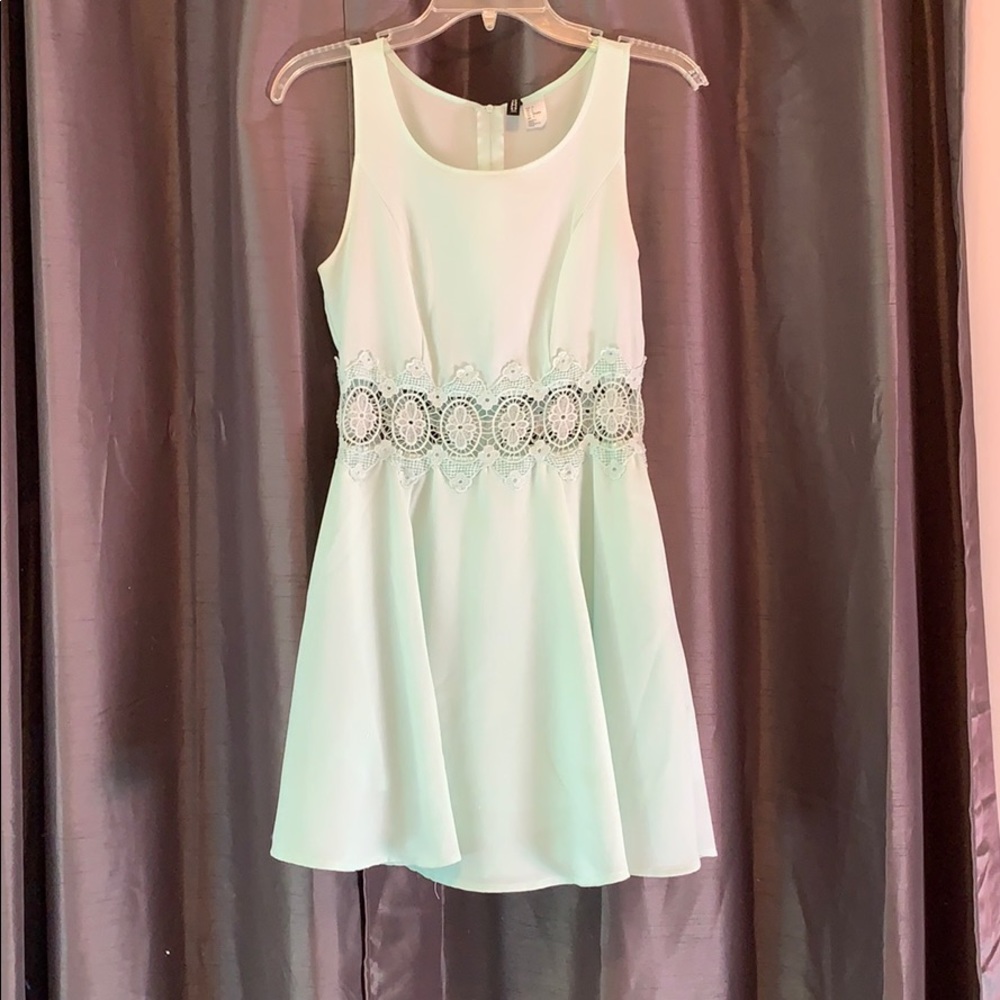 Mint colored dress with lace detailing